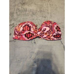 Victoria's Secret Swim 34C Strapless Twist Bandeau Bikini Top Lace Up Back